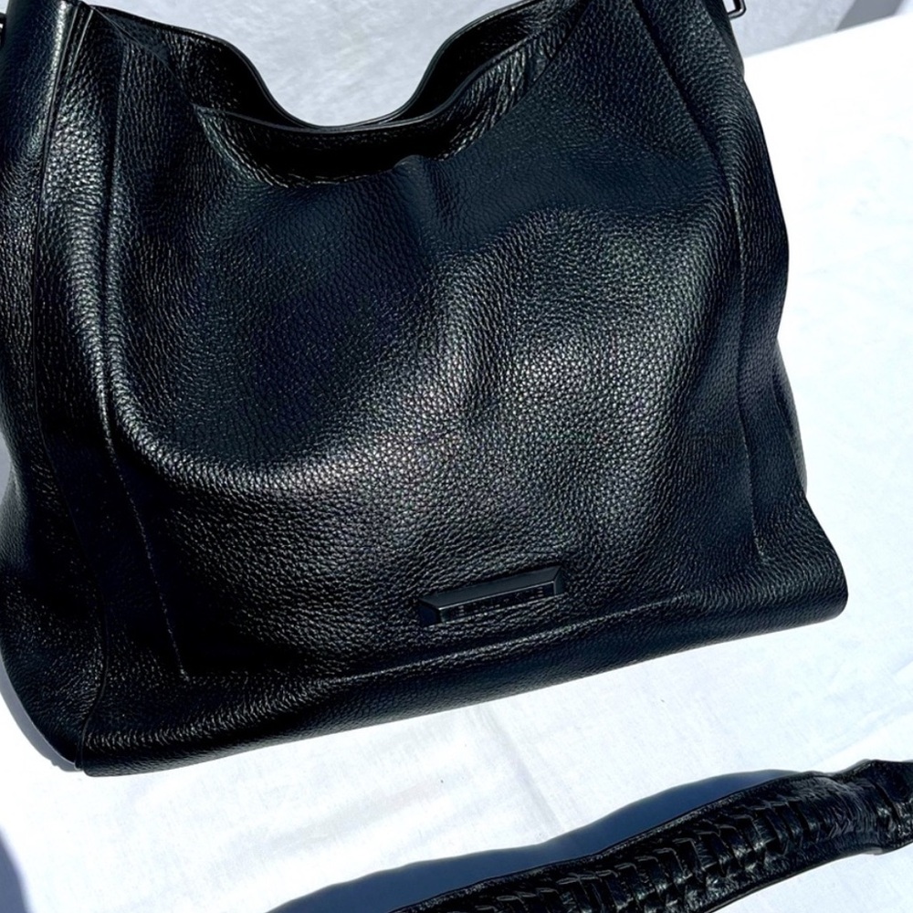 Kendall & Kylie Black Leather Shoulder Bag